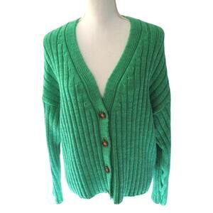 A New Day Women's Green Long Sleeve Button Front Cardigan Sweater Size XL